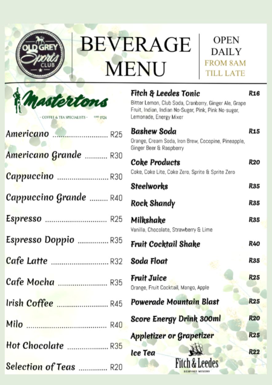 old grey club menu coffee shop